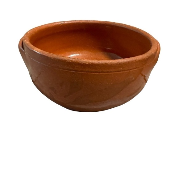 Terracotta Clay Bowl with Handles for Cook Mexican Partially Glazed Signed - Picture 5 of 9